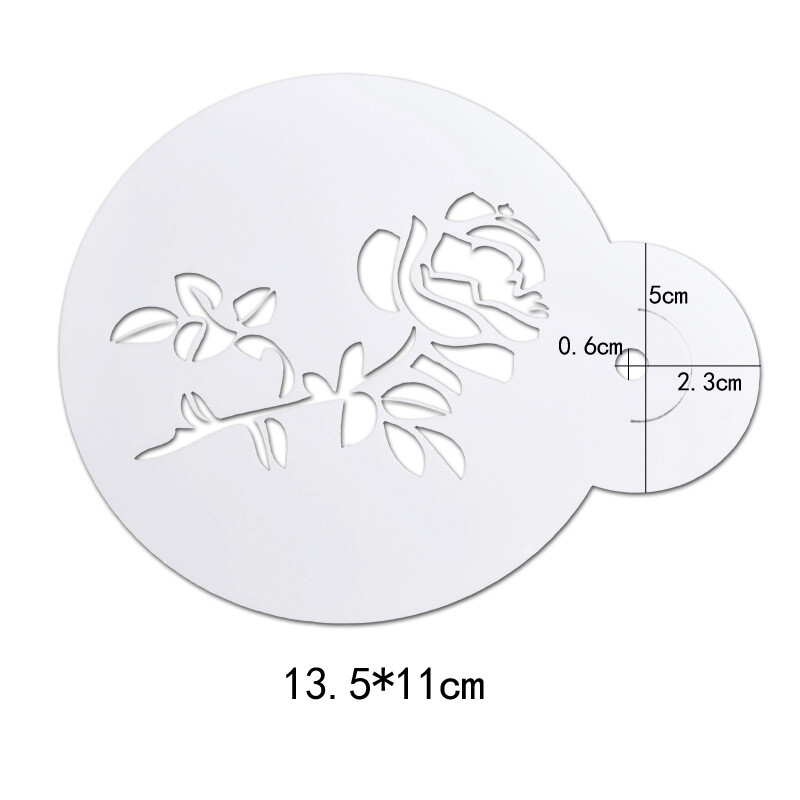 6 vnt Kavos dekoravimo trafaretai Formos rožių purškiamas išgalvotas spausdinimo modelis Pet DIY tortas Kavos putos purškiamas šablonas Kavos priedai