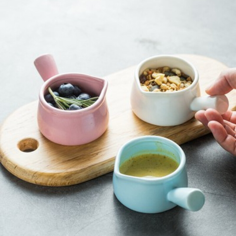 Mini keramikinis pieno puodelis grietinėlės ąsotis Daugiafunkcis prieskonių indas mažas kavos ąsotis acto padažas su rankena