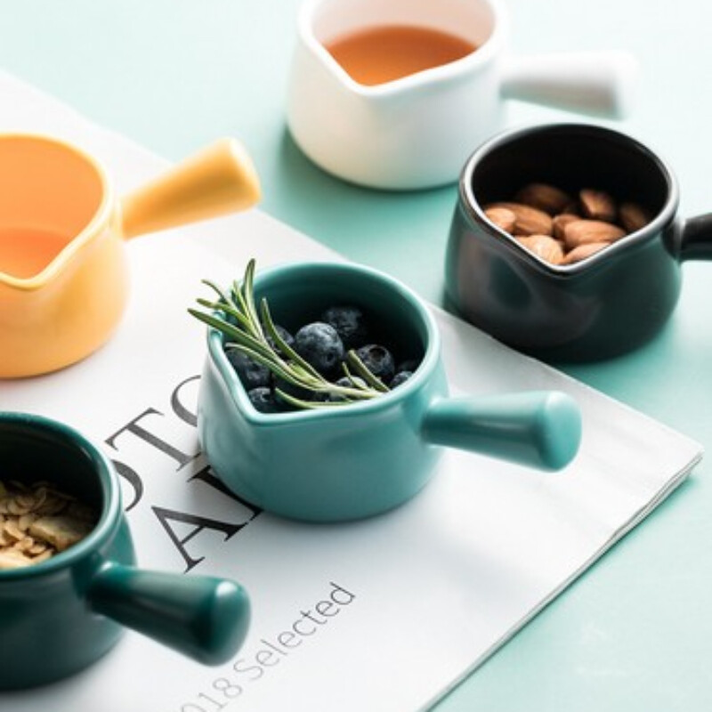 Mini keramikinis pieno puodelis grietinėlės ąsotis Daugiafunkcis prieskonių indas mažas kavos ąsotis acto padažas su rankena