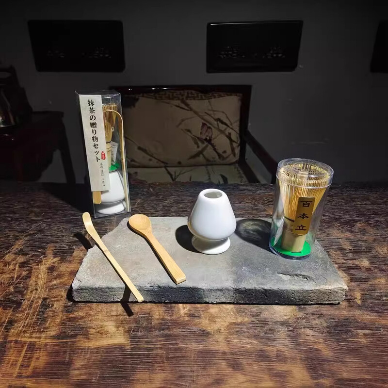 „4 viename“ „Matcha“ rinkinys Bambuko plakiklis arbatinis šaukštelis keraminis dubuo Tradiciniai arbatos rinkiniai Namų arbatos ruošimo įrankiai Priedai Gimtadienio dovanos