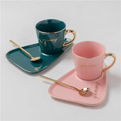 Kohvipiima tee tass kontorihotelli vaba aja tee kinkekarbi tass lusikaga Euroopa luksuslik keraamiline büroo kohvitass telkimine