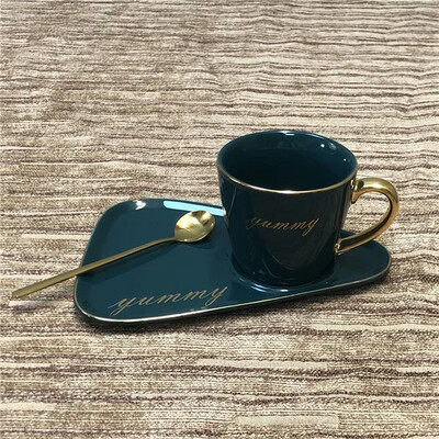 Kohvipiima tee tass kontorihotelli vaba aja tee kinkekarbi tass lusikaga Euroopa luksuslik keraamiline büroo kohvitass telkimine