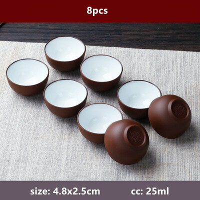 8 tk/komplekt Yixing käsitsi valmistatud lilla savi teetass Ehtne Dahongpao teekauss reisimiseks kaasaskantav Pu`er Master Cup Hiina Zisha teekomplekt