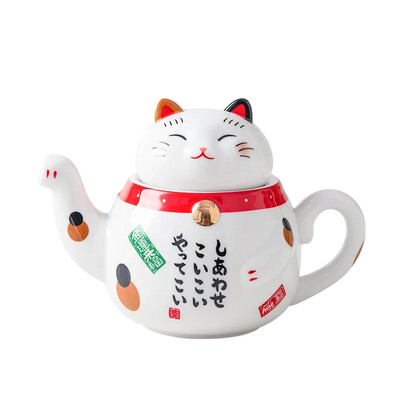 Mielas japonų Lucky Cat porcelianinis arbatos rinkinys Creative Maneki Neko Keraminis arbatos puodelis su sieteliu Lovely Plutus Cat arbatinuko puodelis