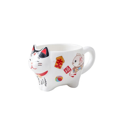 Mielas japonų Lucky Cat porcelianinis arbatos rinkinys Creative Maneki Neko Keraminis arbatos puodelis su sieteliu Lovely Plutus Cat arbatinuko puodelis
