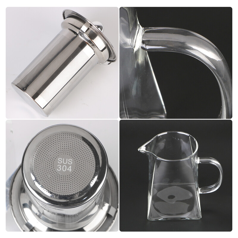 Stiklinis arbatinukas skaidrus virdulys karščiui atsparus arbatos užpiltuvas su nerūdijančio plieno užpilu Buitiniai arbatos indai 550/750/950ml