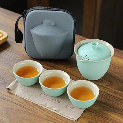 TravelTea Set Prijenosni Outdoor Camping Alat za pripremu čaja Pojedinačni Kung Fu pribor za čaj Najbolji dar za ljubitelje kulture čaja Poklon set