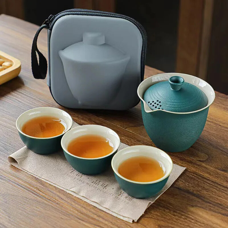 TravelTea Set Prijenosni Outdoor Camping Alat za pripremu čaja Pojedinačni Kung Fu pribor za čaj Najbolji dar za ljubitelje kulture čaja Poklon set