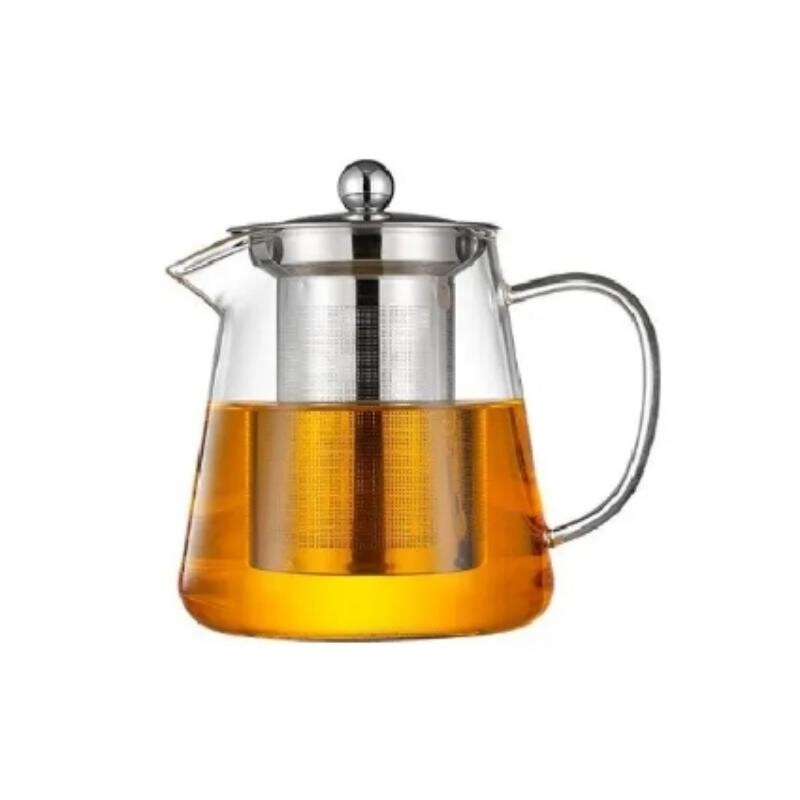 【Karštas pardavimas】 1 vnt skaidraus stiklo arbatinukas, nerūdijančio plieno filtras, atsparus aukštai temperatūrai,