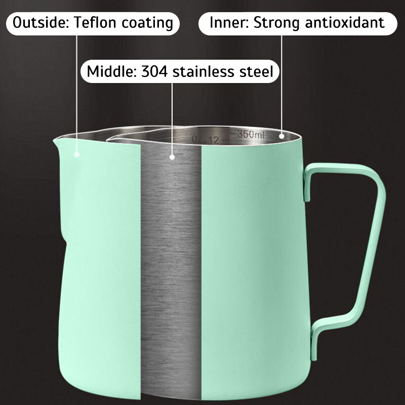 Kavos pieno putų ąsotis Latte Art pieno putos ąsotis Nerūdijančio plieno matavimo ąsotis Espresso Barista įrankis Kavos priedai