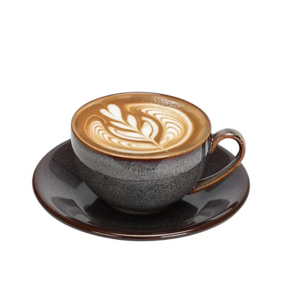 Europos keramikinis latte espreso kavos puodelis su lėkštės rinkiniu Porcelianinis mados krosnies glazūra pieno puodelis Paprasti buitiniai kavinės gėrimai
