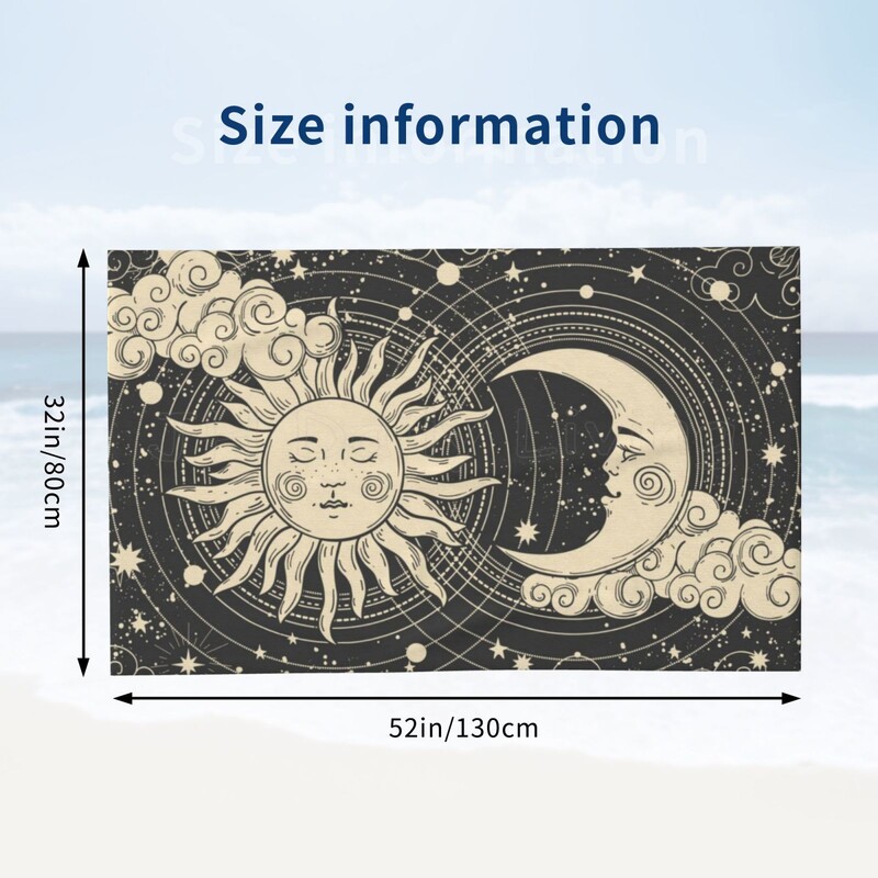 Tarot Sun Moon Witchy Astrology Night psichodelinis vonios rankšluostis greitai džiūstantis paplūdimio rankšluostis, minkštas sugeriantis, skirtas Beach Gym Hotel Spa Sport