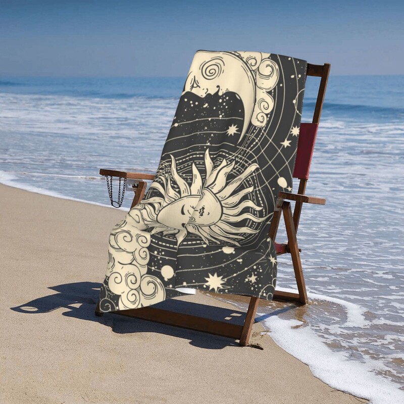 Tarot Sun Moon Witchy Astrology Night psichodelinis vonios rankšluostis greitai džiūstantis paplūdimio rankšluostis, minkštas sugeriantis, skirtas Beach Gym Hotel Spa Sport