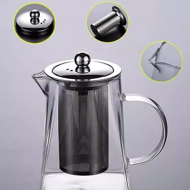 Klaasist teekann majapidamises kasutatavate teenõude tee 550/750/950 ml roostevabast terasest infusiooniga, kuumakindla infusiooniga läbipaistev veekeetja