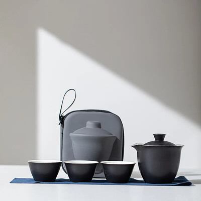 Reisi teekomplekt Kaasaskantav teekannu teetassi komplekt keraamiline komplekt Kung Fu teenõud väljas matkamiseks kaasaskantav kott Hiina tee komplekt 1 kauss 3 tassi