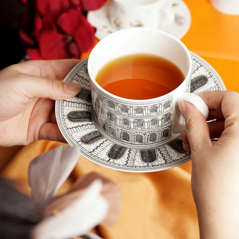 Naujas paauksuotas kavos puodelis Creative Cat Ceramics arbatos puodelis Aukštos kokybės vintažinės keramikos puodeliai ir lėkštės