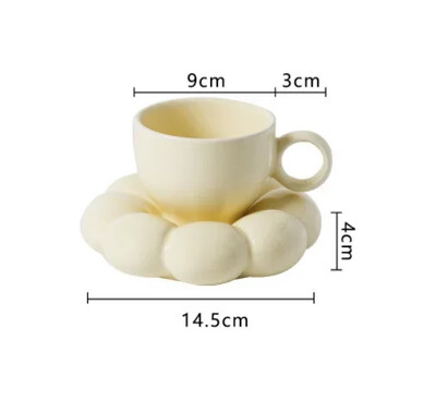Lihtne päevalille kohvikruusi komplekt Kontor Kodu Macaroon seeria kohvikeraamilised tassid ja alustassid Roosa pärlvalge Creative Cute Cup