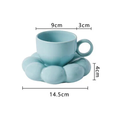 Lihtne päevalille kohvikruusi komplekt Kontor Kodu Macaroon seeria kohvikeraamilised tassid ja alustassid Roosa pärlvalge Creative Cute Cup