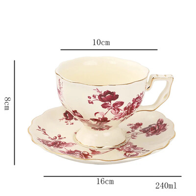 Euroopa stiilis teetass ja alustassid Keraamiline kohvitass Teekann Gold Edge Retrokruus Pärastlõunane teetass Kruus Kodumajapidamises kasutatav kaunistus