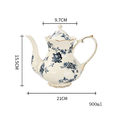 Euroopa stiilis teetass ja alustassid Keraamiline kohvitass Teekann Gold Edge Retrokruus Pärastlõunane teetass Kruus Kodumajapidamises kasutatav kaunistus