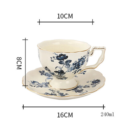 Euroopa stiilis teetass ja alustassid Keraamiline kohvitass Teekann Gold Edge Retrokruus Pärastlõunane teetass Kruus Kodumajapidamises kasutatav kaunistus