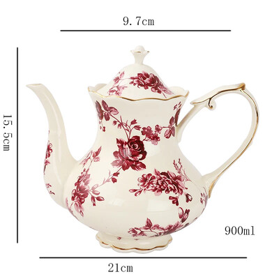 Euroopa stiilis teetass ja alustassid Keraamiline kohvitass Teekann Gold Edge Retrokruus Pärastlõunane teetass Kruus Kodumajapidamises kasutatav kaunistus