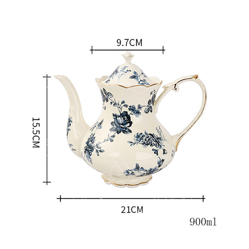 Euroopa stiilis teetass ja alustassid Keraamiline kohvitass Teekann Gold Edge Retrokruus Pärastlõunane teetass Kruus Kodumajapidamises kasutatav kaunistus