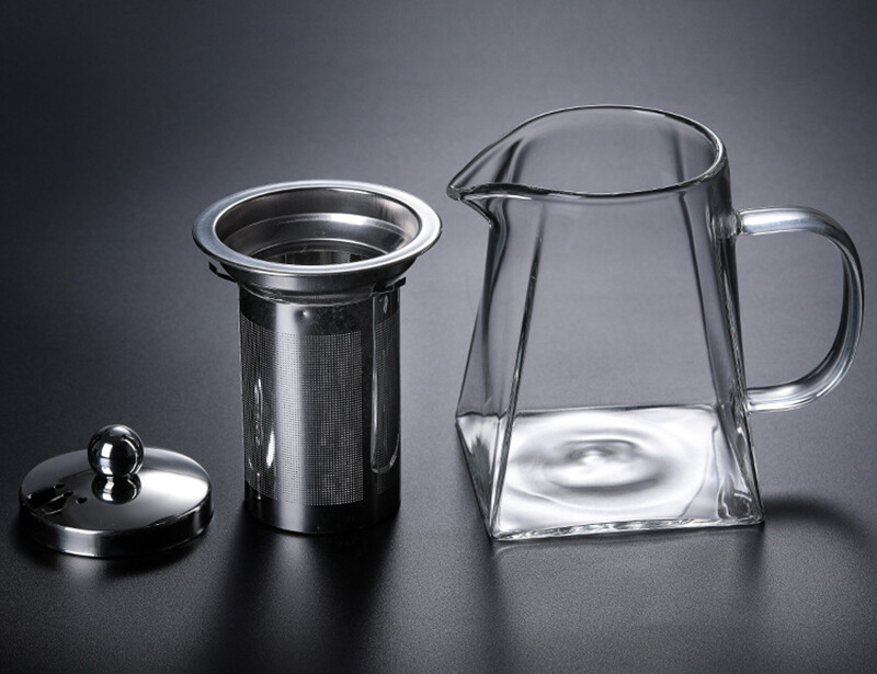 Naujas karščiui atsparus stiklinis arbatinukas su nerūdijančio plieno infuzatoriumi šildomu indu arbatinukas Geras skaidrus virdulys kvadratiniai filtro krepšeliai
