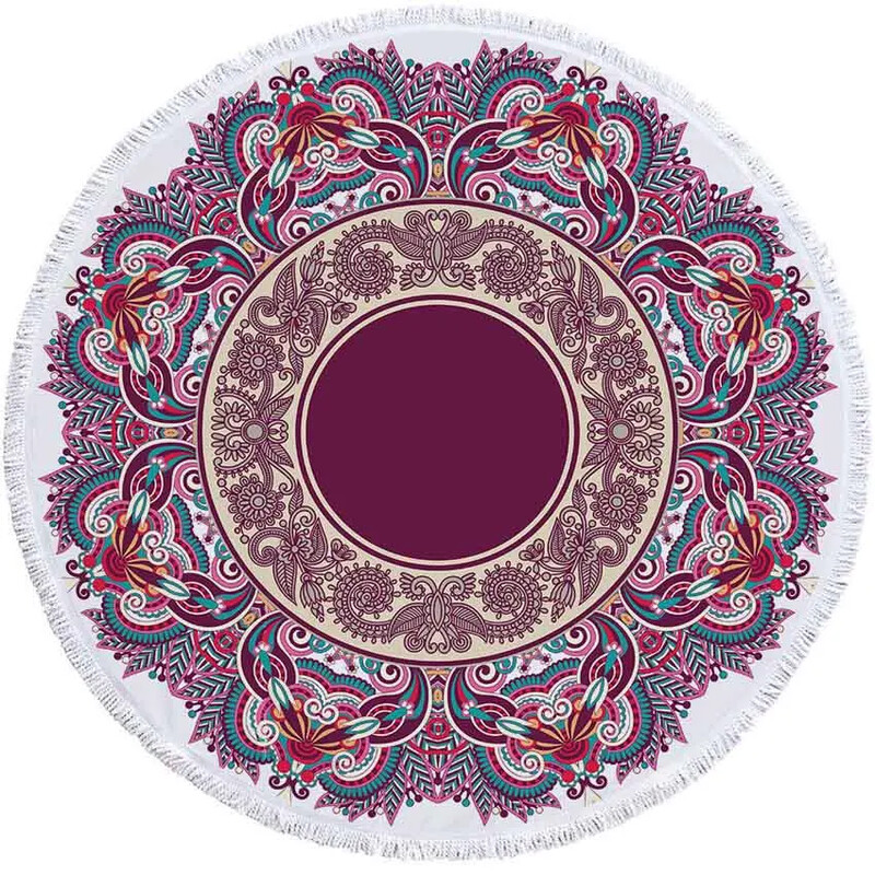 Mandala geometrinis apvalus paplūdimio rankšluosčių kutai Bohemia mikropluošto vonios dušo rankšluostis vaikams suaugusiems, pikniko jogos kilimėlis, bikinio uždengimas