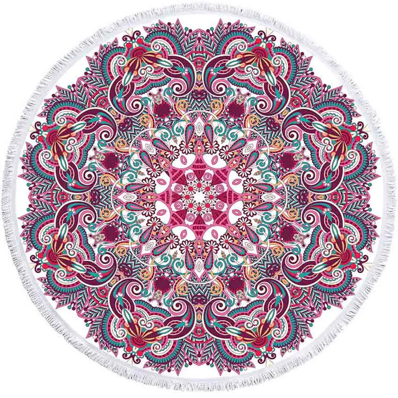 Mandala geometrinis apvalus paplūdimio rankšluosčių kutai Bohemia mikropluošto vonios dušo rankšluostis vaikams suaugusiems, pikniko jogos kilimėlis, bikinio uždengimas