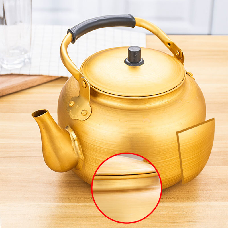 Ceainic din aluminiu auriu de 0,55-3L, ceainic de apă de capacitate mare, ceainic portabil de cafea, cană de ceai în aer liber, ceainic de bucătărie de uz casnic