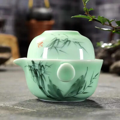 Nešiojami arbatos indų rinkiniai keliaujantiems Celadon Nešiojami arbatos rinkiniai, laikomi automobilyje montuojamas keramikinis meistro puodelis namų naudojimui dovanų didmeninė prekyba