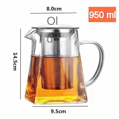 550/750/950 ml arbatos užpiltuvai nerūdijančio plieno infuzijos buteliukas karščiui atsparus stiklinis arbatinukas Buitinis arbatos indas arbatos užpiltuvas skaidrus virdulys