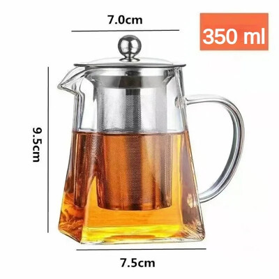 550/750/950 ml arbatos užpiltuvai nerūdijančio plieno infuzijos buteliukas karščiui atsparus stiklinis arbatinukas Buitinis arbatos indas arbatos užpiltuvas skaidrus virdulys