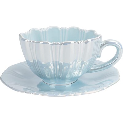 Keraamiline kohvikruus Loominguline armas tass lillekujulise alustassiga Mugava käepidemega uudne kohvitass kontoritee Latte piima jaoks