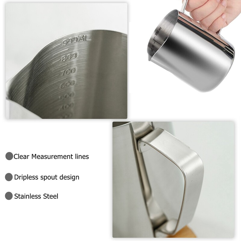 Espreso garų ąsotis 350/900 ml Latte Art pieno ąsotis Nerūdijančio plieno Matavimas Kavos įrankiai Espreso kavos aparato priedai
