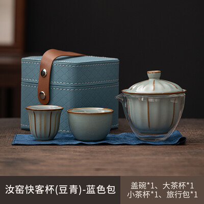 Lauko kelionių arbatos rinkinys Keraminis vieno puodo dviejų puodelių greito puodelio rinkinys Nešiojamas kiniškos arbatos ceremonijos Pu`er Tie Guanyin arbatos rinkinys draugui Dovana