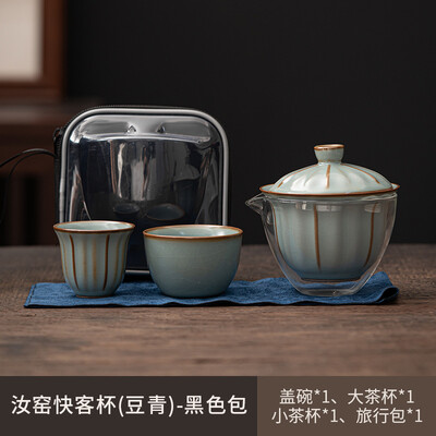 Lauko kelionių arbatos rinkinys Keraminis vieno puodo dviejų puodelių greito puodelio rinkinys Nešiojamas kiniškos arbatos ceremonijos Pu`er Tie Guanyin arbatos rinkinys draugui Dovana