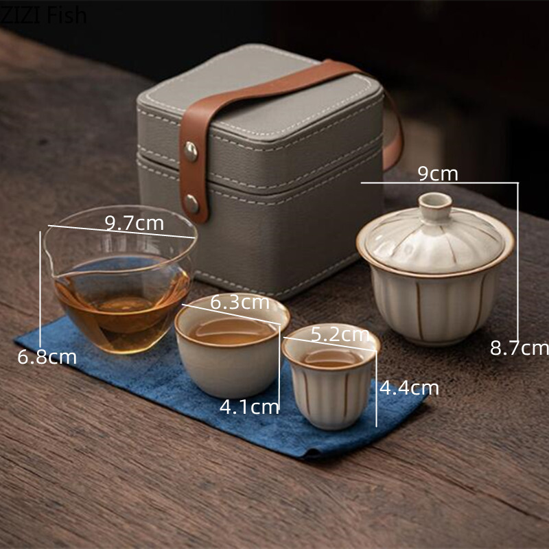 Lauko kelionių arbatos rinkinys Keraminis vieno puodo dviejų puodelių greito puodelio rinkinys Nešiojamas kiniškos arbatos ceremonijos Pu`er Tie Guanyin arbatos rinkinys draugui Dovana