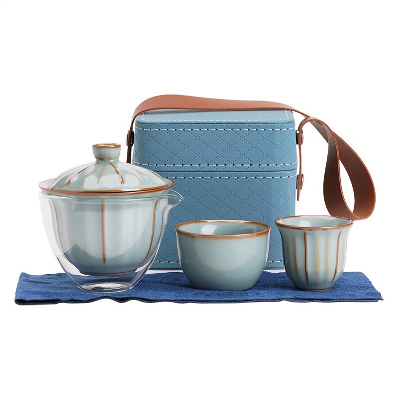 Lauko kelionių arbatos rinkinys Keraminis vieno puodo dviejų puodelių greito puodelio rinkinys Nešiojamas kiniškos arbatos ceremonijos Pu`er Tie Guanyin arbatos rinkinys draugui Dovana