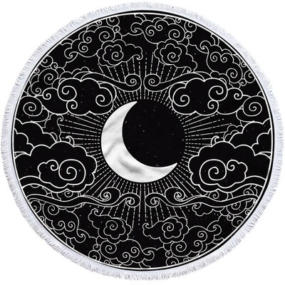Mandala apvalus paplūdimio rankšluostis Sun Moon dušo vonios rankšluosčiai Creative Abstract besmėlio Bohemian paplūdimio antklodės