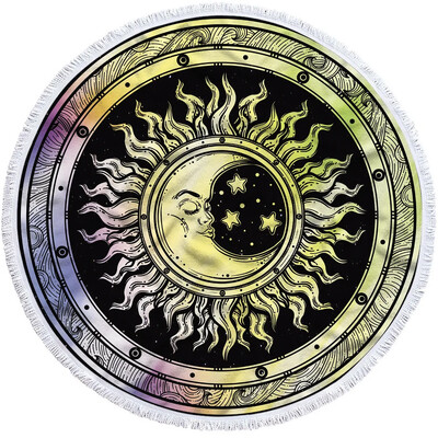 Mandala apvalus paplūdimio rankšluostis Sun Moon dušo vonios rankšluosčiai Creative Abstract besmėlio Bohemian paplūdimio antklodės