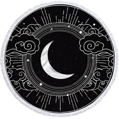 Mandala apvalus paplūdimio rankšluostis Sun Moon dušo vonios rankšluosčiai Creative Abstract besmėlio Bohemian paplūdimio antklodės