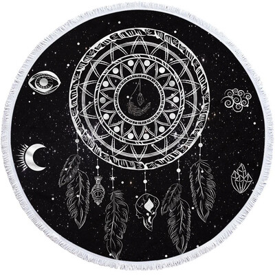 Mandala apvalus paplūdimio rankšluostis Sun Moon dušo vonios rankšluosčiai Creative Abstract besmėlio Bohemian paplūdimio antklodės