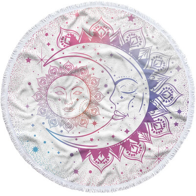 Mandala apvalus paplūdimio rankšluostis Sun Moon dušo vonios rankšluosčiai Creative Abstract besmėlio Bohemian paplūdimio antklodės