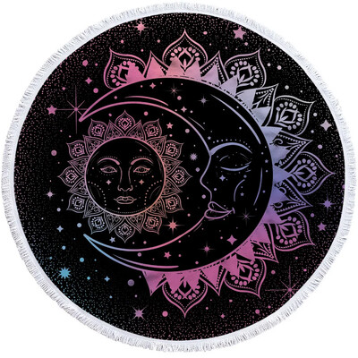 Mandala apvalus paplūdimio rankšluostis Sun Moon dušo vonios rankšluosčiai Creative Abstract besmėlio Bohemian paplūdimio antklodės
