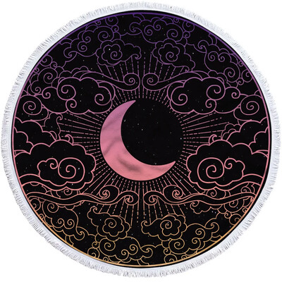 Mandala apvalus paplūdimio rankšluostis Sun Moon dušo vonios rankšluosčiai Creative Abstract besmėlio Bohemian paplūdimio antklodės
