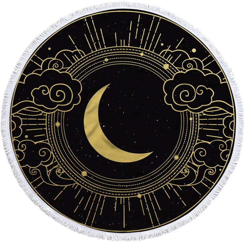 Mandala apvalus paplūdimio rankšluostis Sun Moon dušo vonios rankšluosčiai Creative Abstract besmėlio Bohemian paplūdimio antklodės