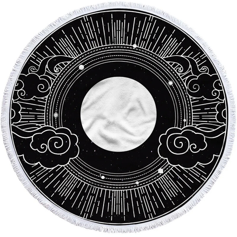 Mandala apvalus paplūdimio rankšluostis Sun Moon dušo vonios rankšluosčiai Creative Abstract besmėlio Bohemian paplūdimio antklodės