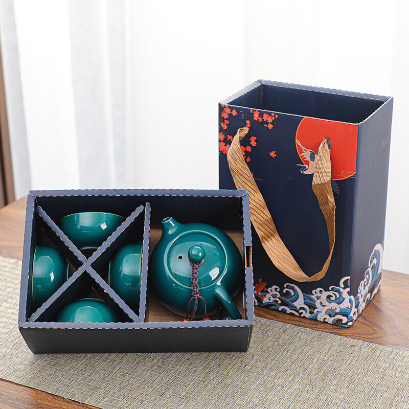 Kiniškas Kung Fu kelionių rinkinys, Keraminis nešiojamas arbatinukas, Porcelianinis arbatinukas, Gaiwan arbatos puodeliai, Arbatos įrankis su kelioniniu maišeliu, 4 puodeliai